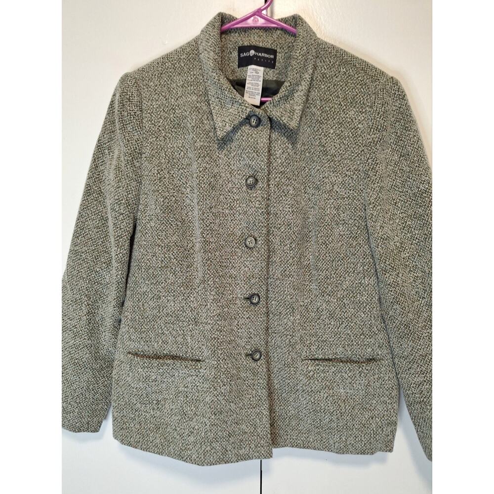 Sag Harbor Petites Sage Green Blazer Suit Jacket with Pockets Size 14P